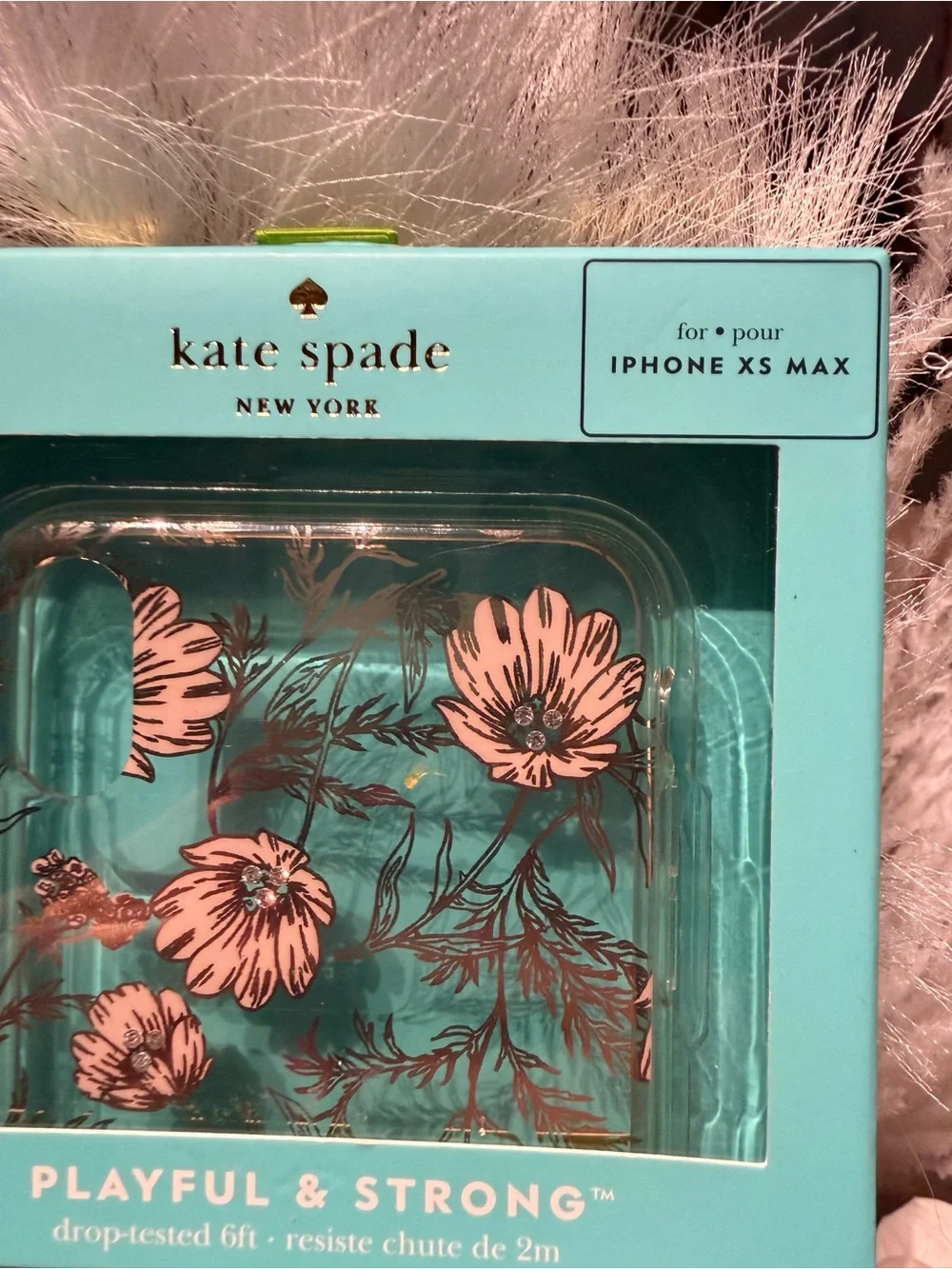 Kate Spade Clear Floral iPhone XS Max Hardshell Case Pink Flowers. Case is clear